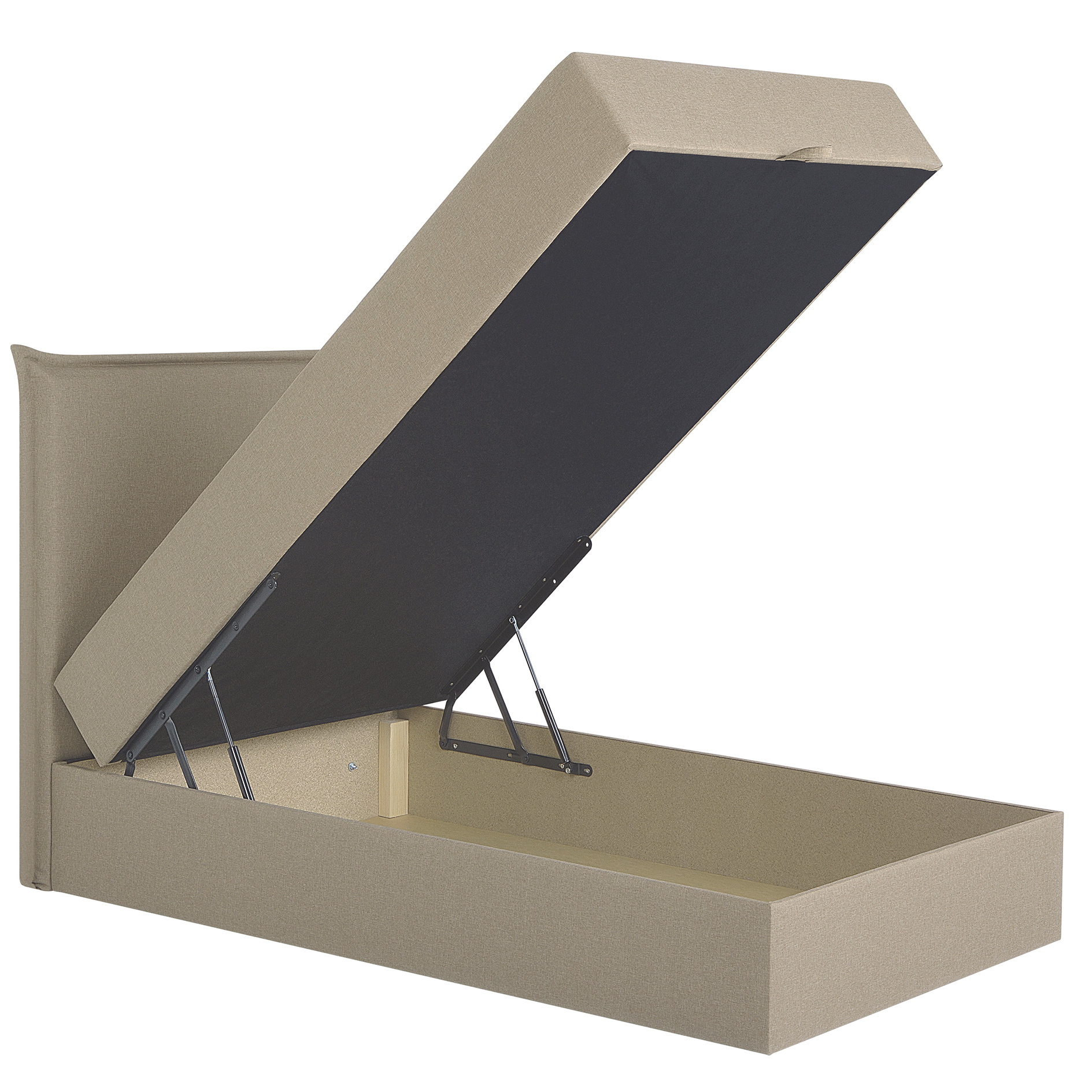Boxspringbett - beige - mit Bettkasten - H3 - 100x200 cm