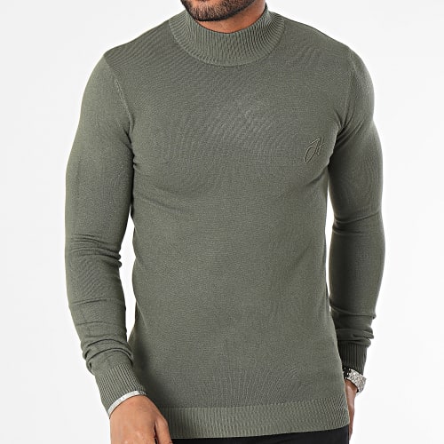 Pull Col Montant Vert Kaki
