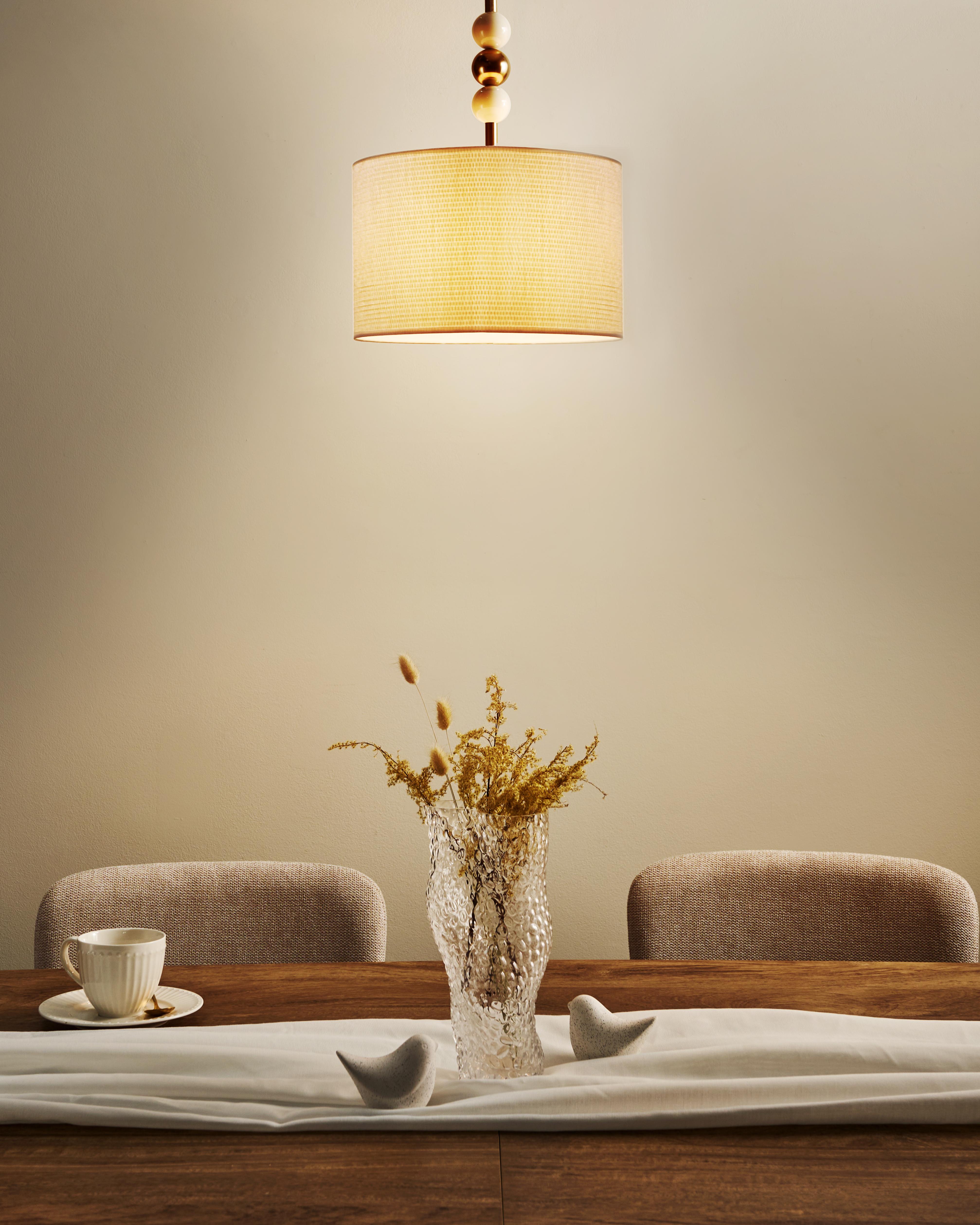 Hanglamp LOKY Metaal Messing/beige