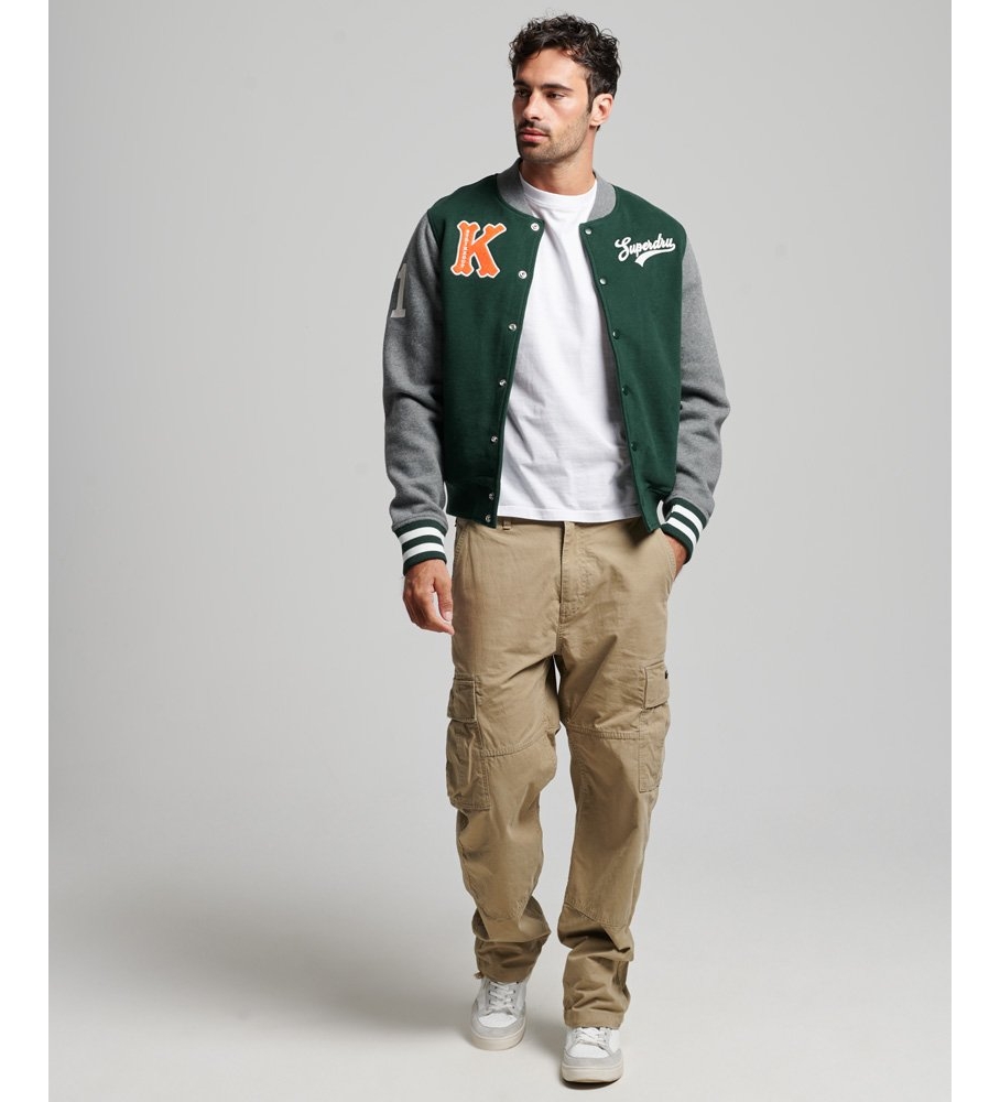 Jaqueta bomber vintage universitária da Superdry, cinza/verde