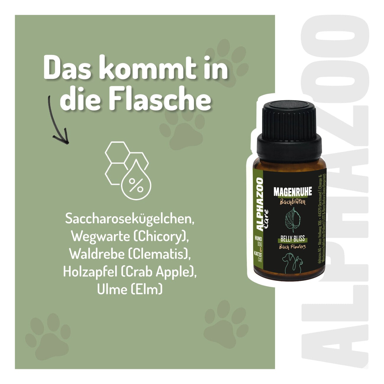 ALPHAZOO Magenruhe Bachblüten, Globuli für Hunde und Katzen