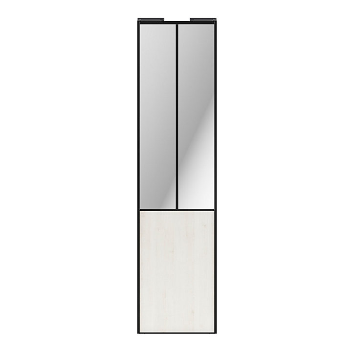Porte de placard coulissante atelier bois nordique profil noir GoodHome Arius H. 248,5 x L. 61.2 cm + amortisseurs