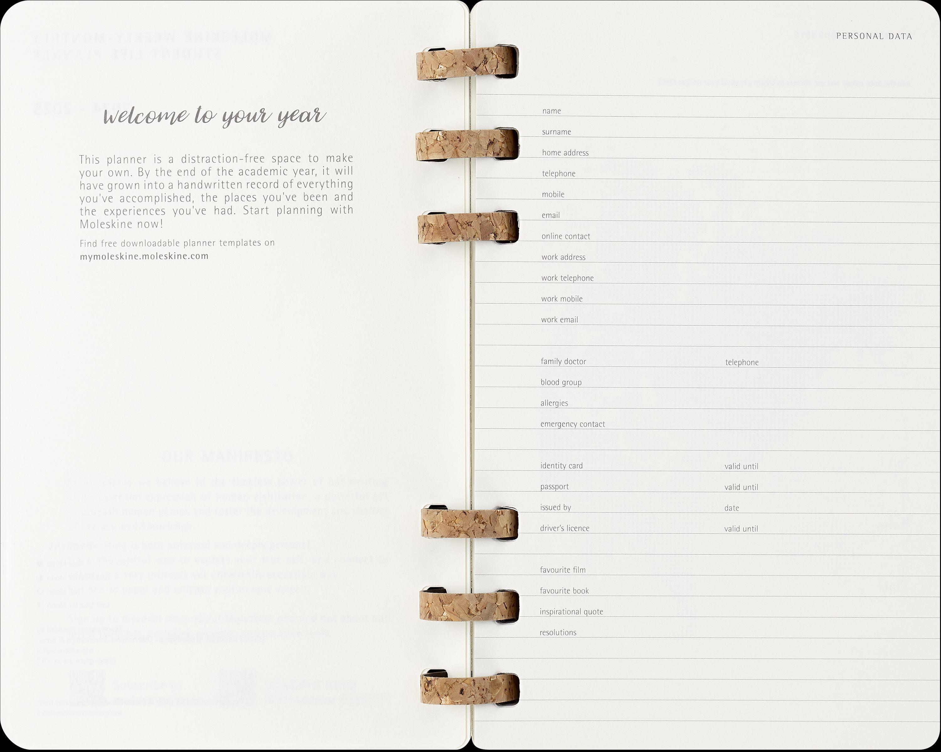Moleskine 12 Monate Studienplaner mit Spiralbindung 2025, L/A5