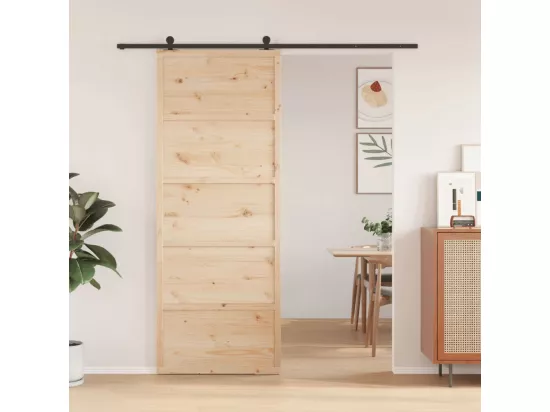 Porte de grange 80x208 cm bois massif de pin