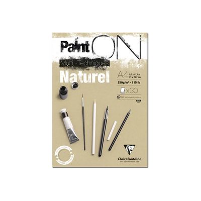 Clairefontaine Paint ON Naturel - Bloc encollé - A4 - 30 feuilles - 250 gr