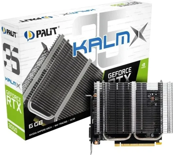 Palit GeForce RTX 3050 KalmX 6GB - Grafikkort - GF RTX 3050 - 6 GB GDDR6 - PCIe 4.0 - HDMI, DVI, DisplayPort - blæserløs