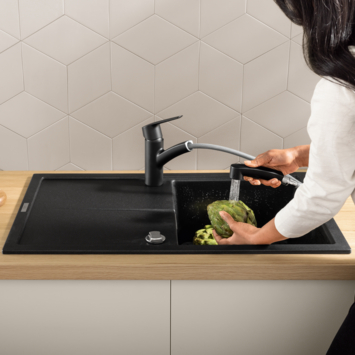 Grohe keukenkraan Quickfix Start uitrekbaar zwart