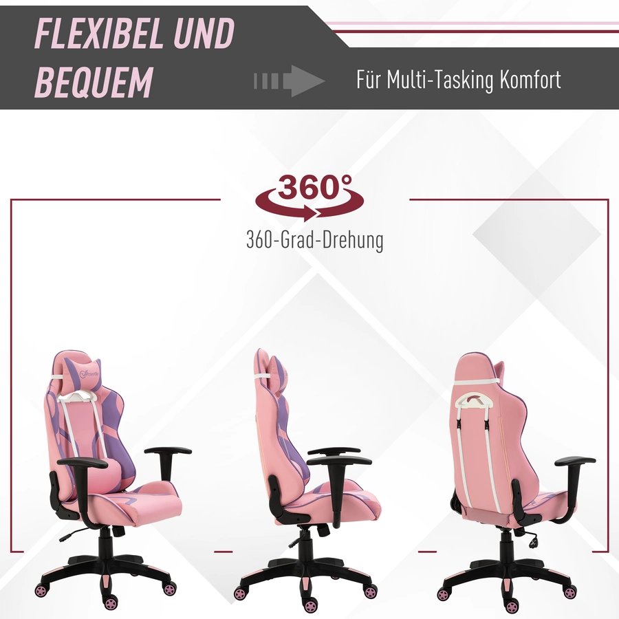 Vinsetto Gamingstuhl ergonomisch rosa, violett