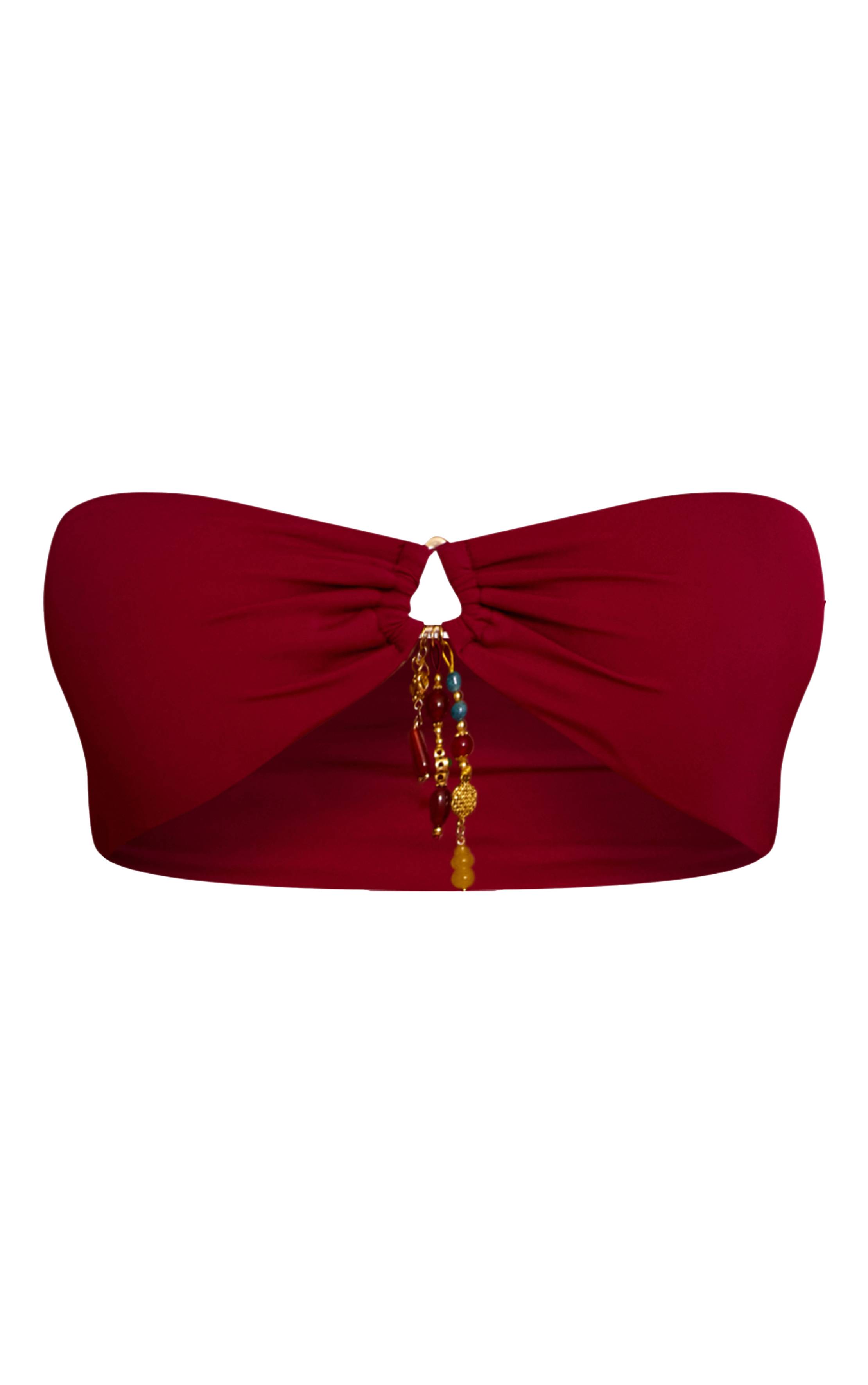 Magenta Bas De Bikini Brésilien À Ornements Charmants