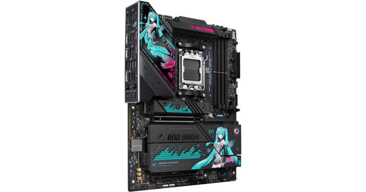 ASUSROG Strix X870E-H Gaming WiFi7 Hatsune Miku Edition socket AM5 moederbord  (Zwart, RAID, 5 Gb-LAN, WLAN, BT, Sound, ATX)