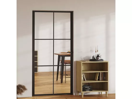 Porte intérieure Verre ESG et aluminium 102,5x201,5 cm Noir