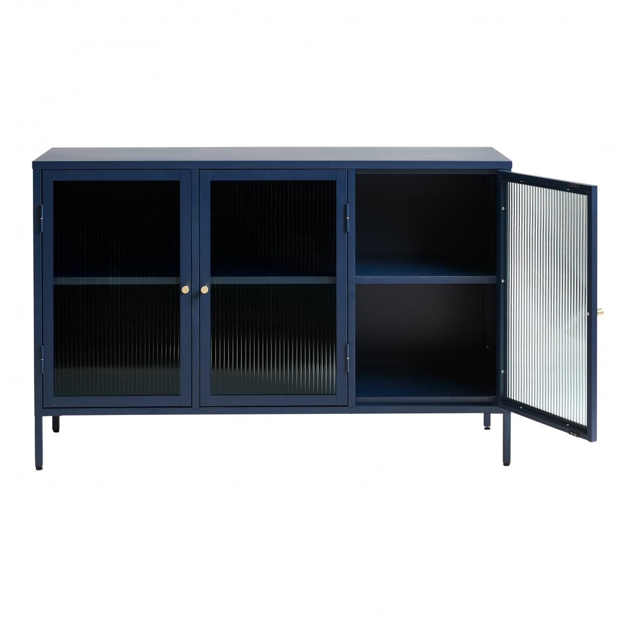 Nordic Home Olan glazen dressoir - 130 cm - blauw