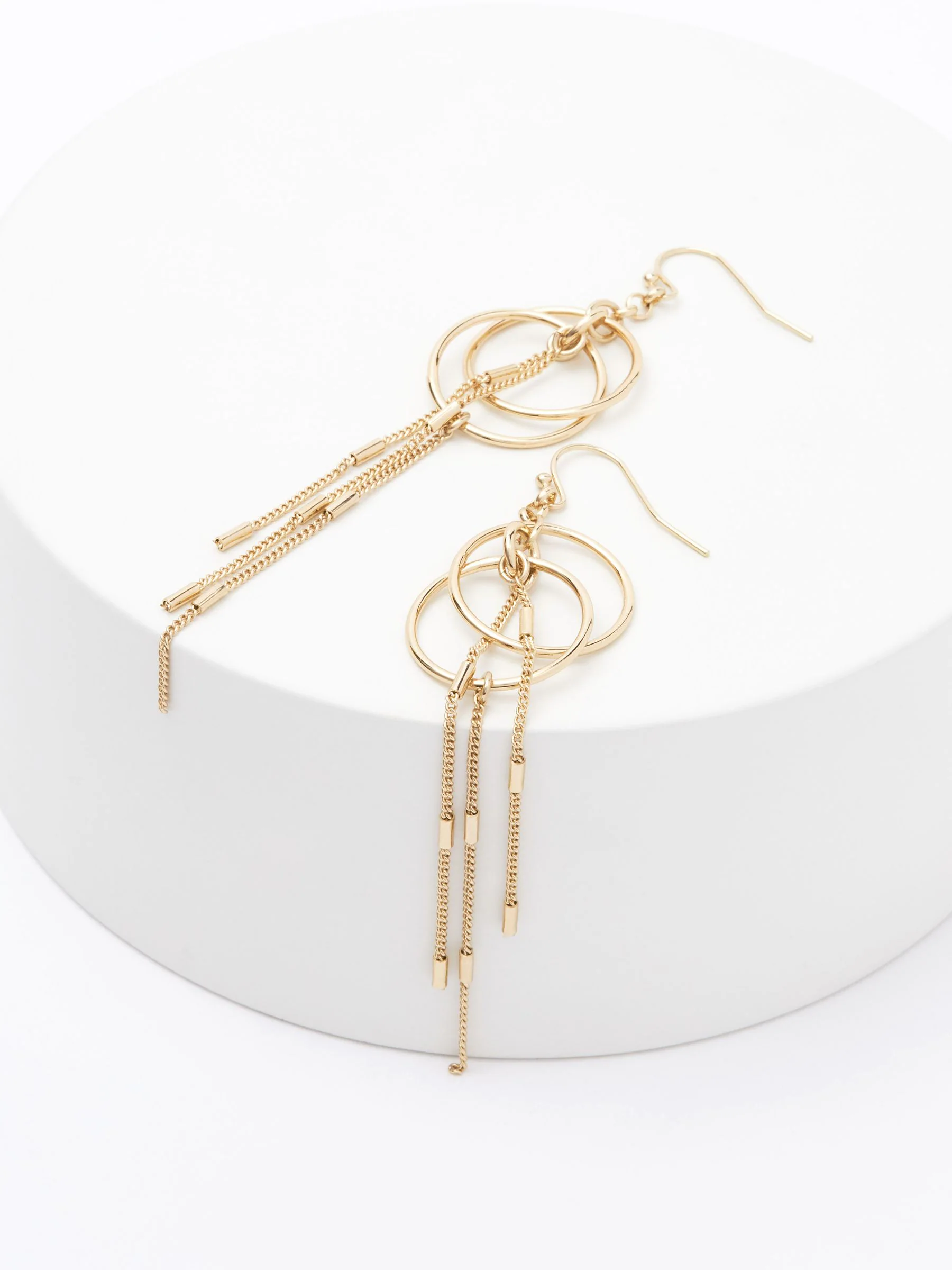 Goudkleurig - Circle oorbellen met ketting