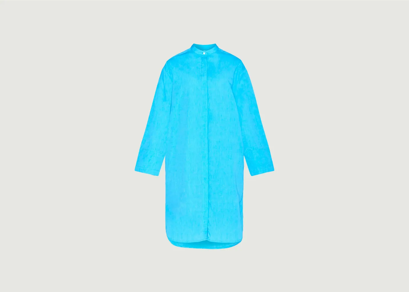 Robe Chemise Longue à Col Montant En Chambray KCA