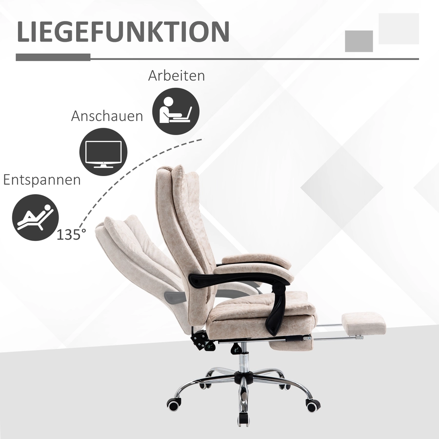 Vinsetto Bürosessel mit Wippfunktion, ergonomisch, Kunstleder SchwarzBeige