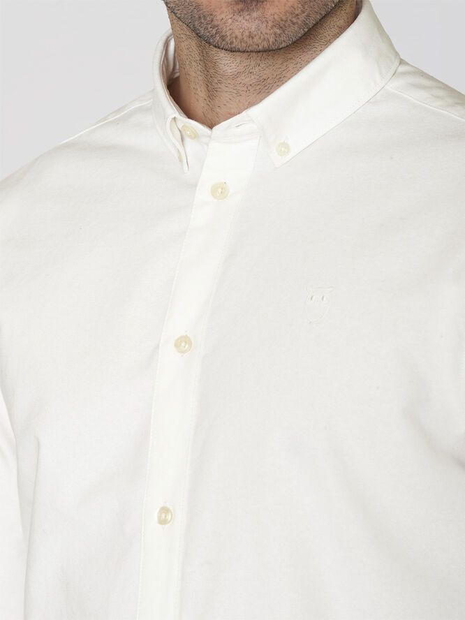 Knowledge Cotton Apparel Harald Small owl oxford regular fit shirt - GOTS/Vegan Hvid