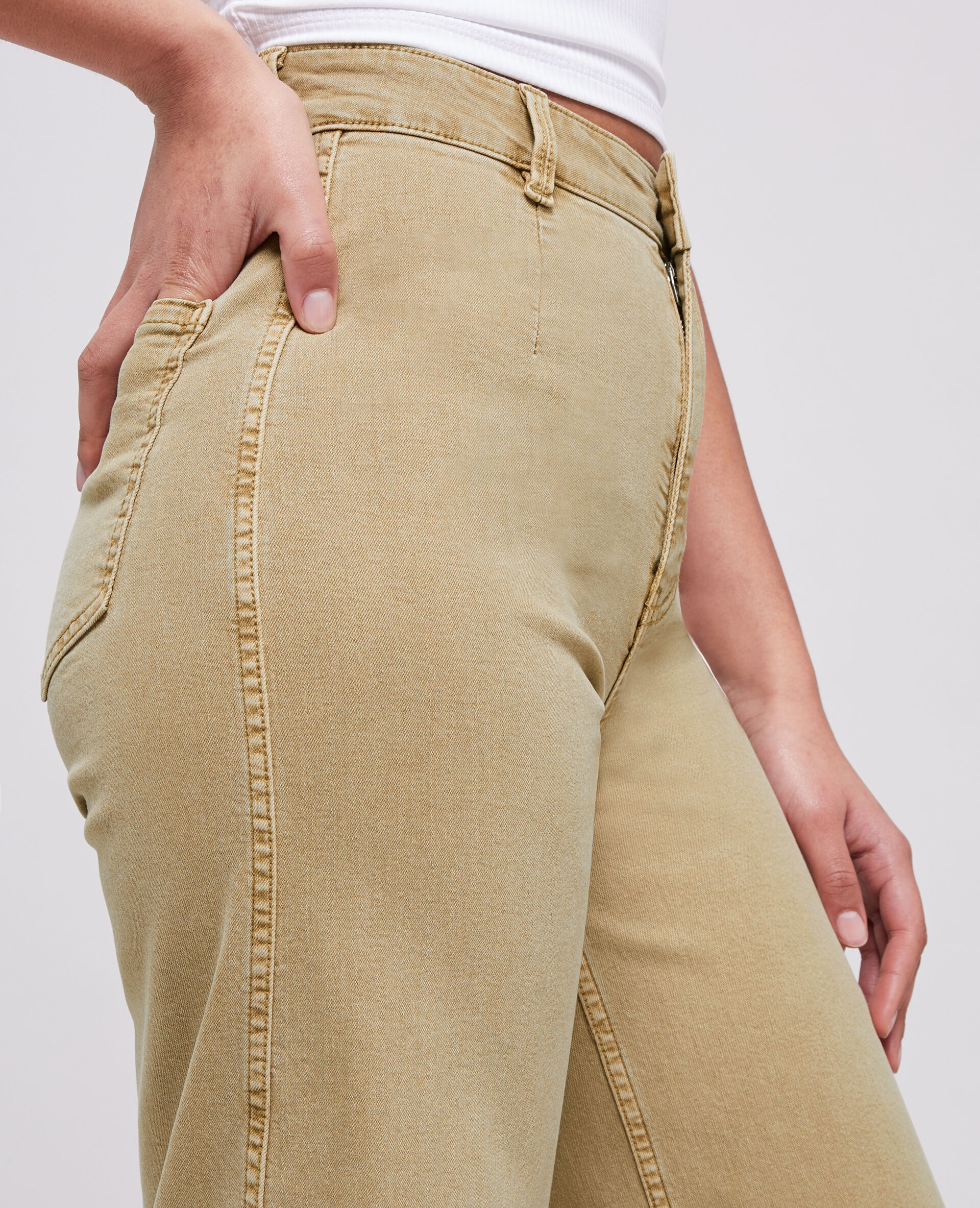 Jean wide taille haute - Camel