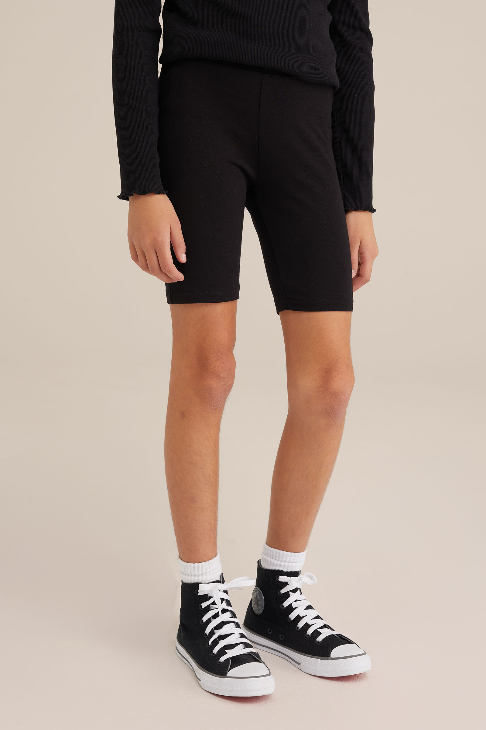 Meisjes korte legging met stretch - 2-pack WE Fashion Zwart