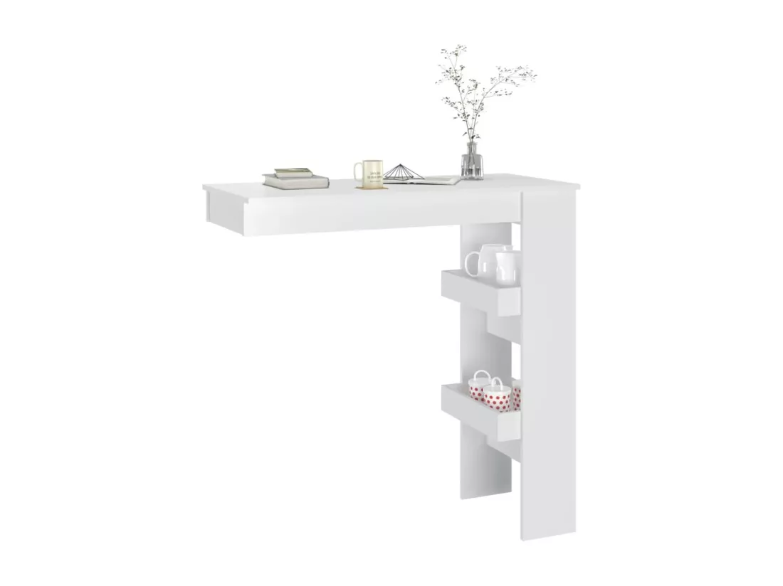 Table bar mural Blanc Brillant 102x45x103,5cm Bois d'ingénierie