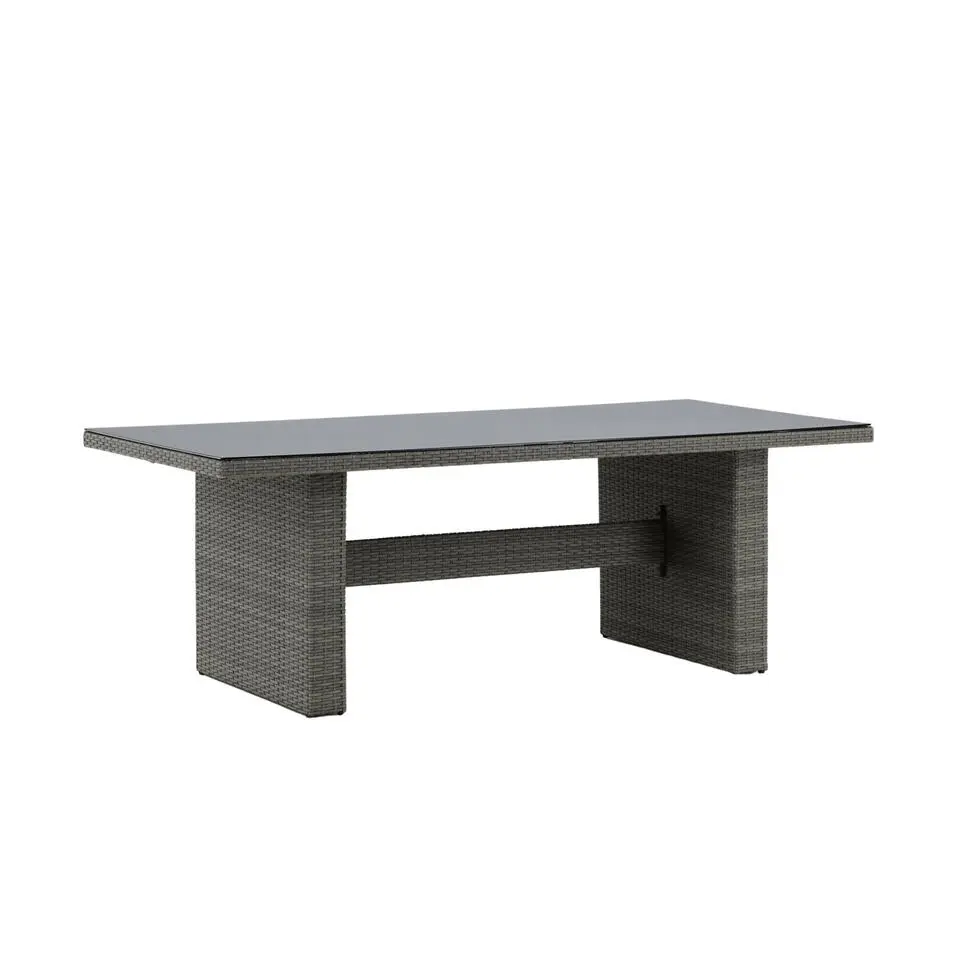 Tuintafel Grijs Wicker/Glas - 200x100x74cm - Padova