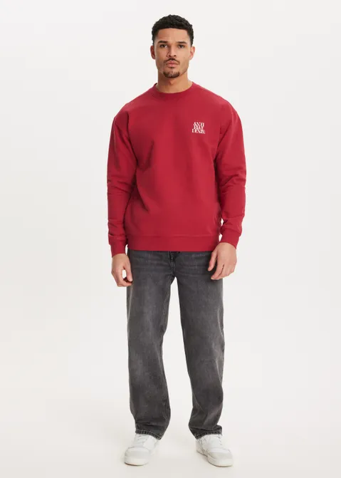 Crewneck met print merk rood (ROO)