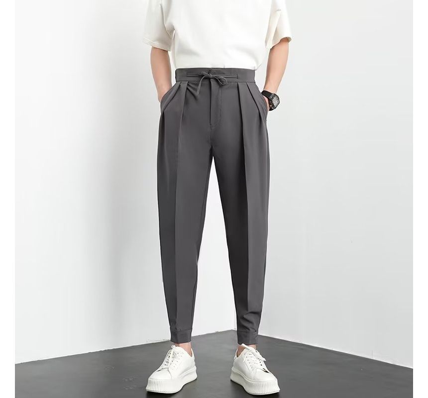 Lingaris - Hoge taille effen cropped taps toelopende broek