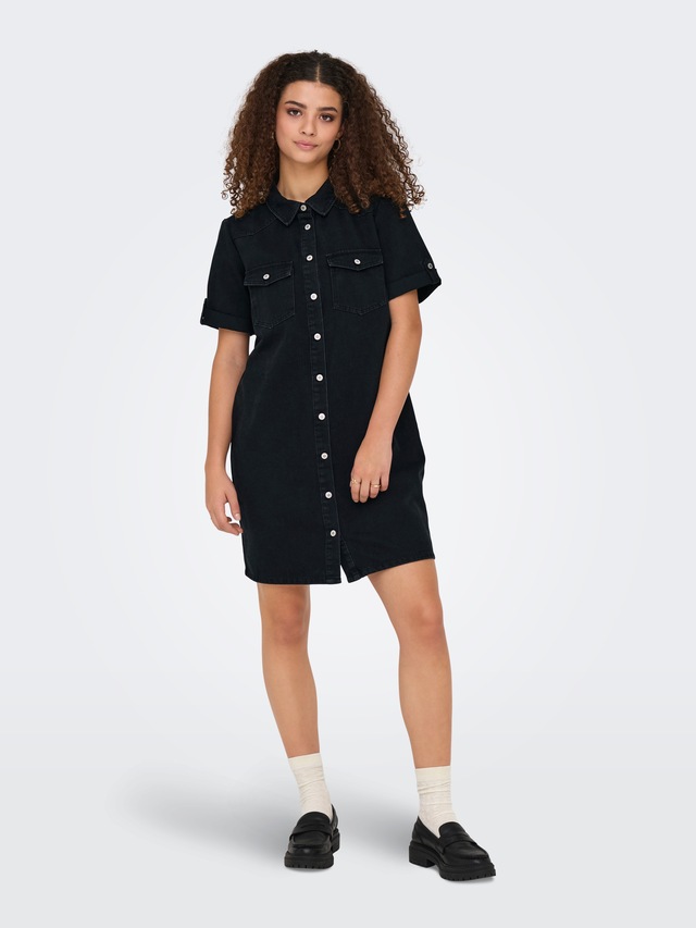 ONLY Jeanskleid »ONLLISA – Denimkleid mit Knopfleiste und Brusttaschen« Brusttaschen modisch, Denim, regular fit, Baumwollmischung, Hemdkragen