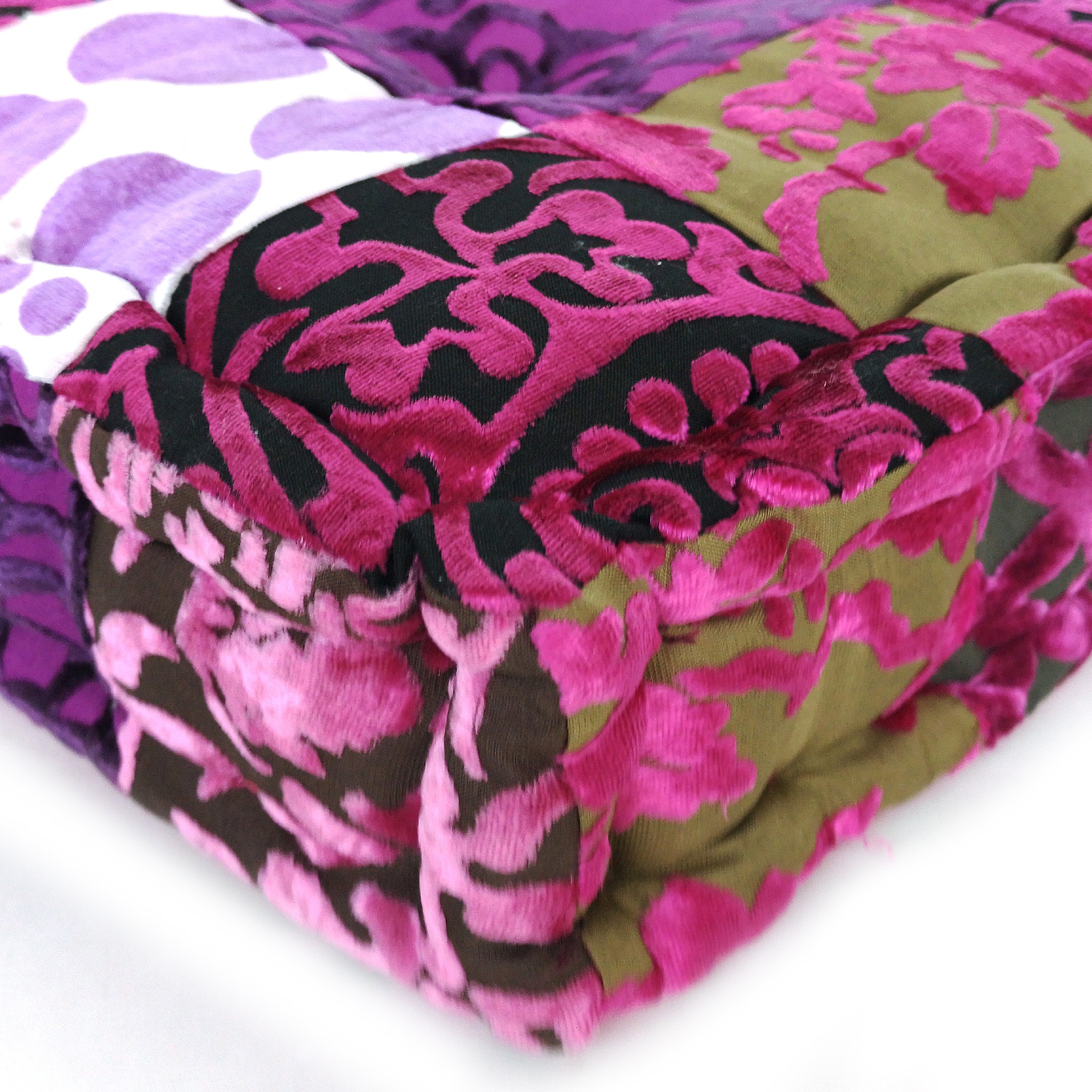 Sitzkissen Patchwork, pink, T 45 cm, B 45 cm, H 10 cm von fischer's lagerhaus