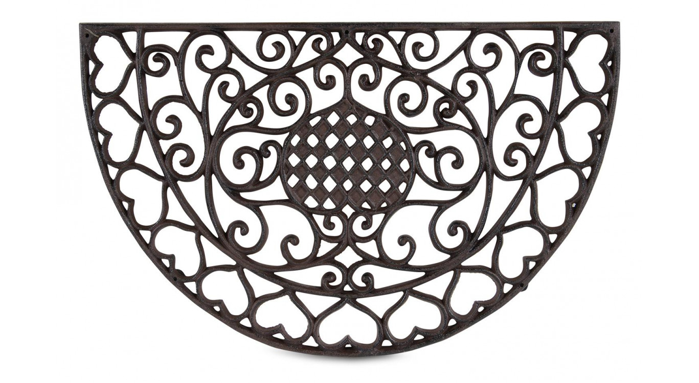 Paillasson demi-lune fonte marron 59x36,5x2cm