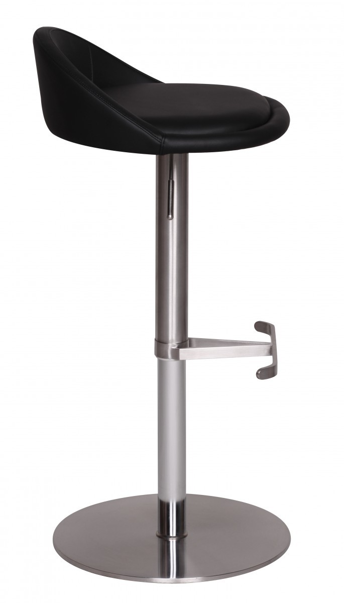 Barhocker - schwarz-silber - Edelstahl-Kunstleder - höhenverstellbar