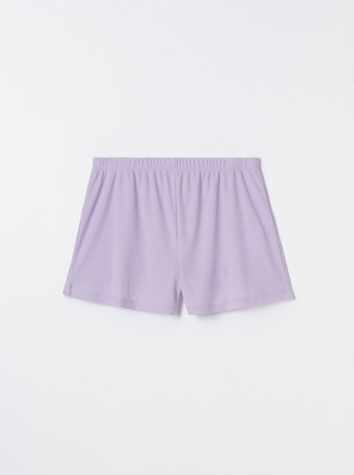 Shorts de pijama canelados - Lilás