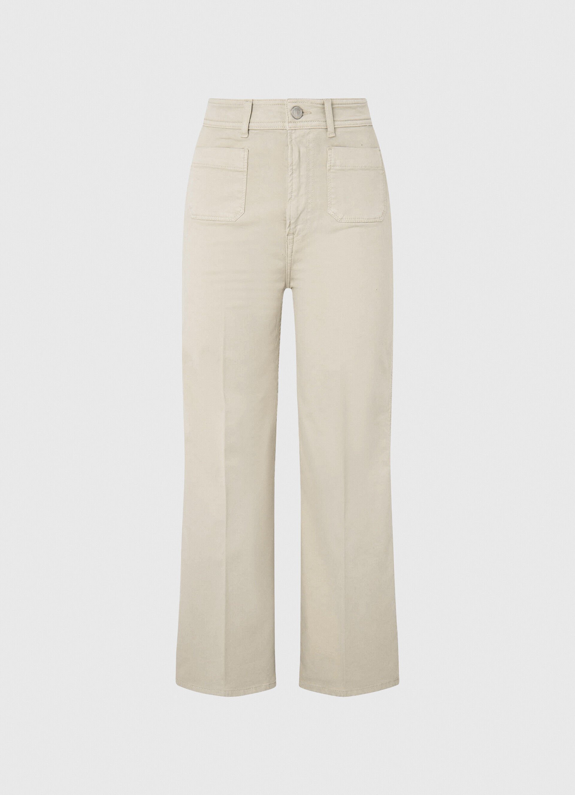 Calça boca de sino de algodão - bege pedra