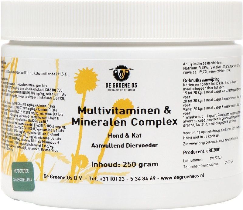 De Groene Os Multivitaminen / Mineralen Complex Hond / Kat 250 GR