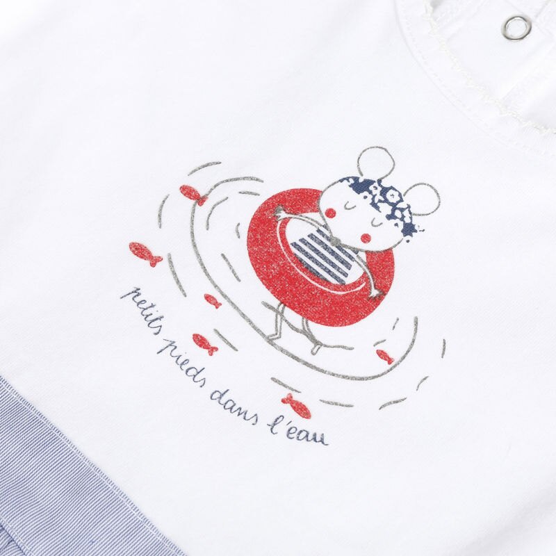 Robe bimatière rayée marine et jersey bébé fille Absorba Aucune nuance