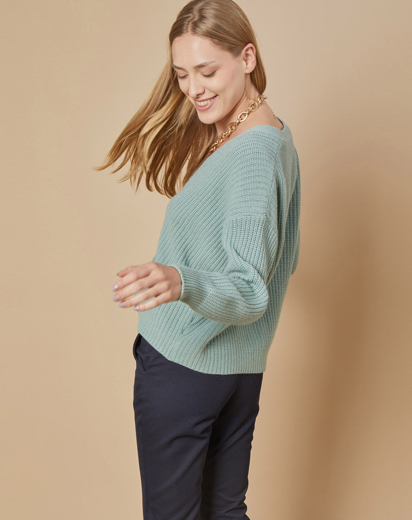 Oscar et Louise Cardigan en Laine & Cachemire mélangés Noémie sauge