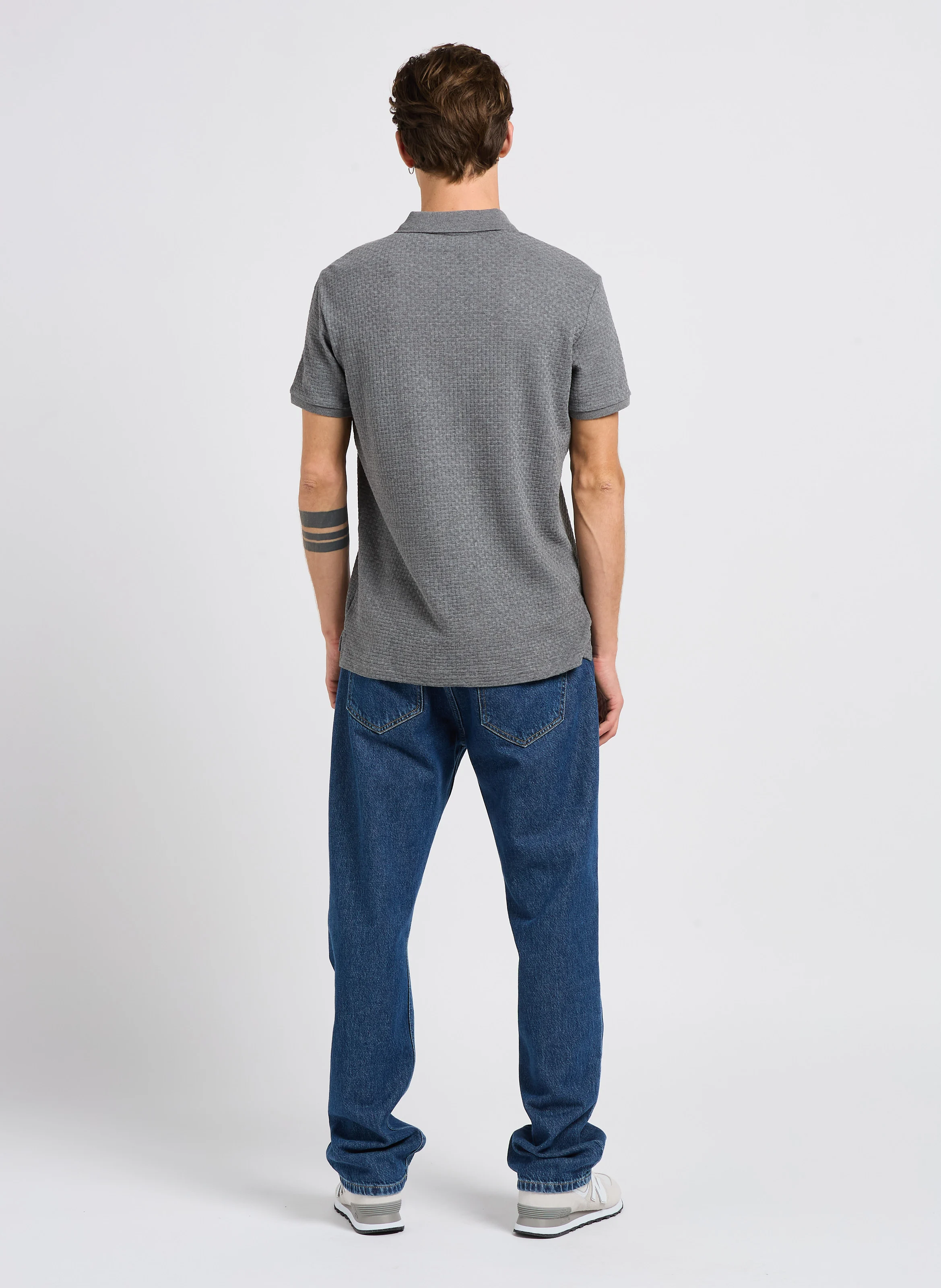 Polo droit en coton mélangé | Gris