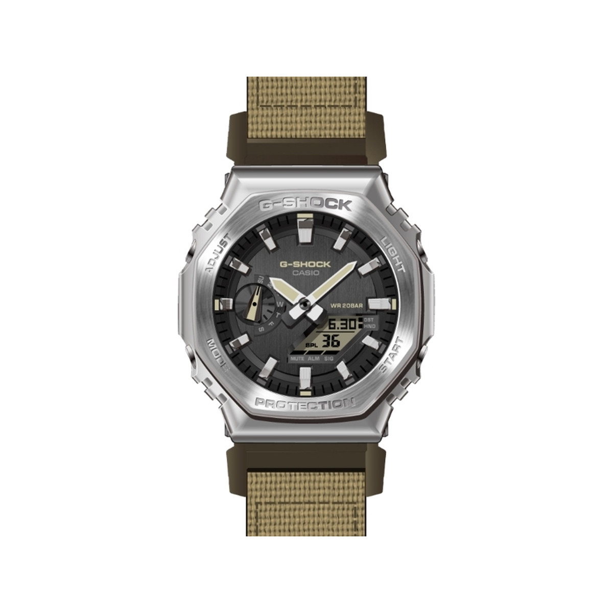 Montre G-SHOCK homme acier bracelet résine beige