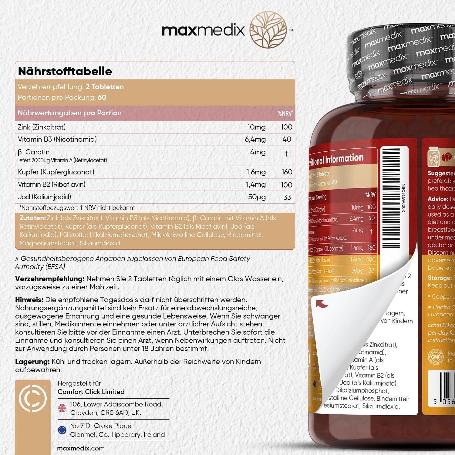 maxmedix Sunglow Tabletten mit Beta Carotin