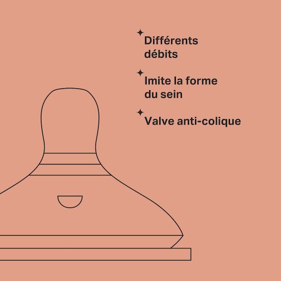 Lot de 2 tétines Closer to Nature   Transparent        Débit rapide   de               Tommee Tippee