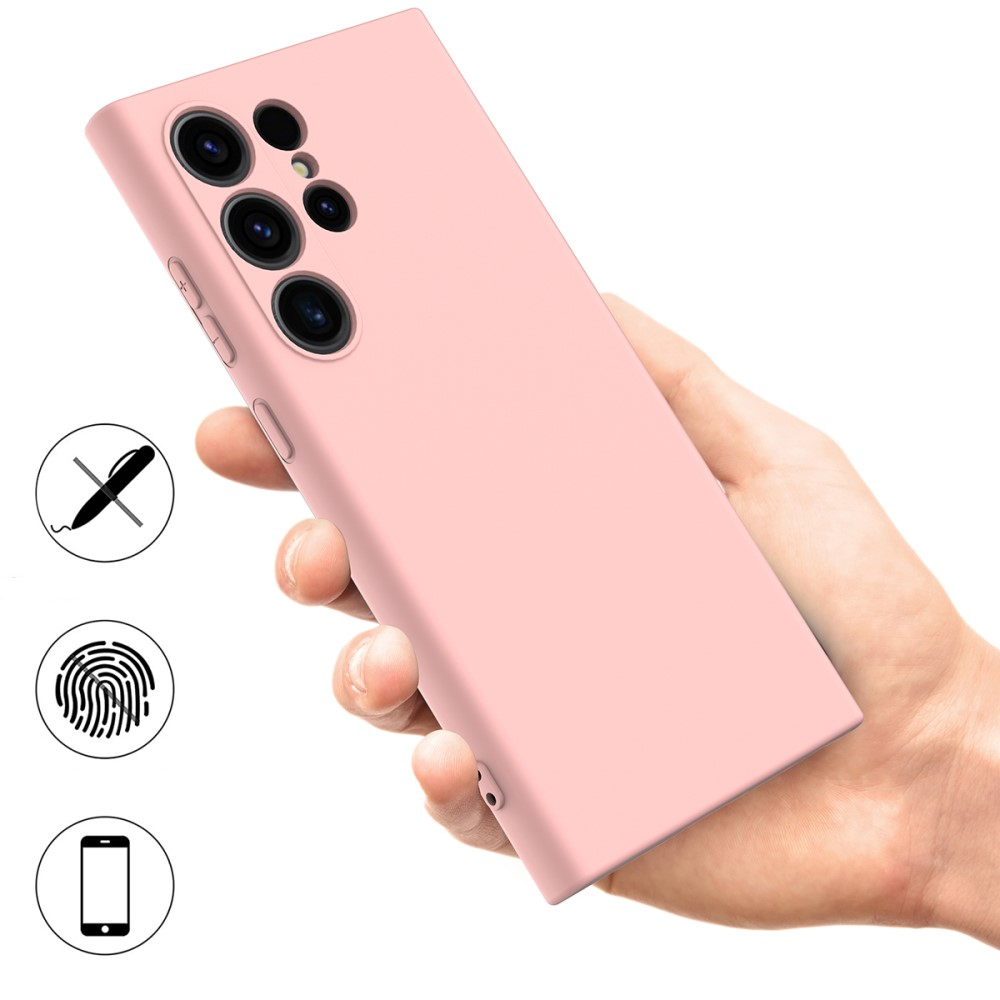 Samsung Galaxy S24 Ultra Silikon Case Hülle mit Kameraschutz   Trageschlaufe - Rosa