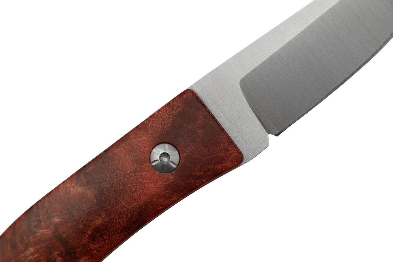 Maserin AM22, 923-RR Red Poplar Burl, vaststaand mes, Atillio Morotti design