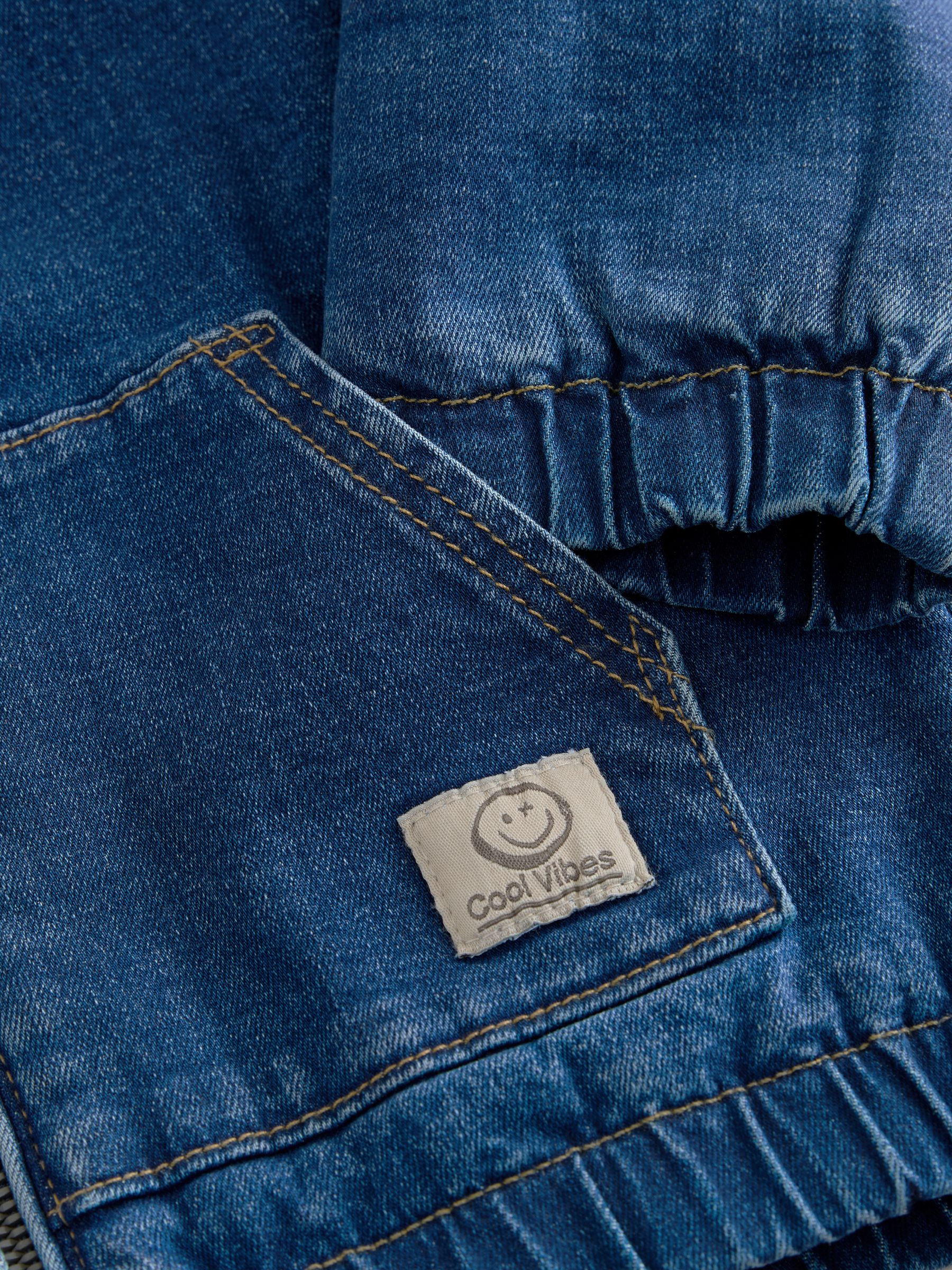 Blauw - Borg gevoerd denim overshirt met capuchon en rits (3mnd-7jr)