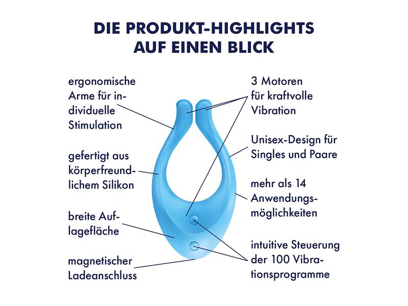 Satisfyer Vibrator Endless Love blau Wasserdichter Akku-Vibrator aus geschmeidigem Silikon