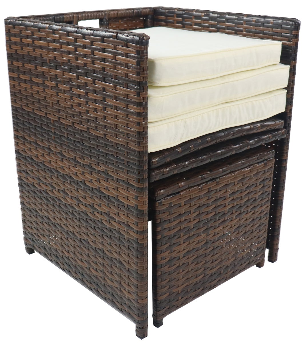 9-delige tuinmeubelset, rotan, bruin