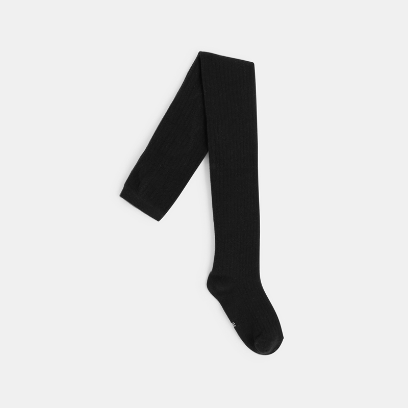 Collants en tricot côtelé noirs fille