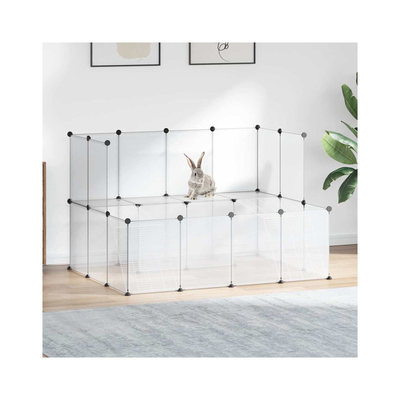VidaXL Kleintierkäfig PP Stahl Freigehege Transparent/Schwarz