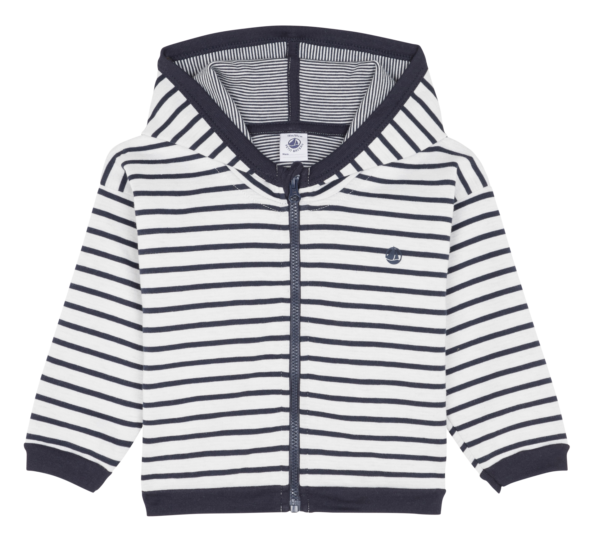 Sweat zippé rayé en coton mélangé | Blanc