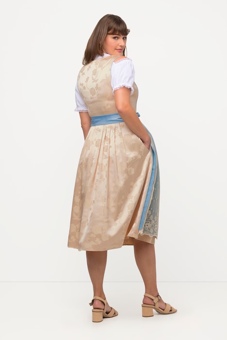 Dirndl, Goldbrokat, Stickerei, Carree-Ausschnitt, ärmellos