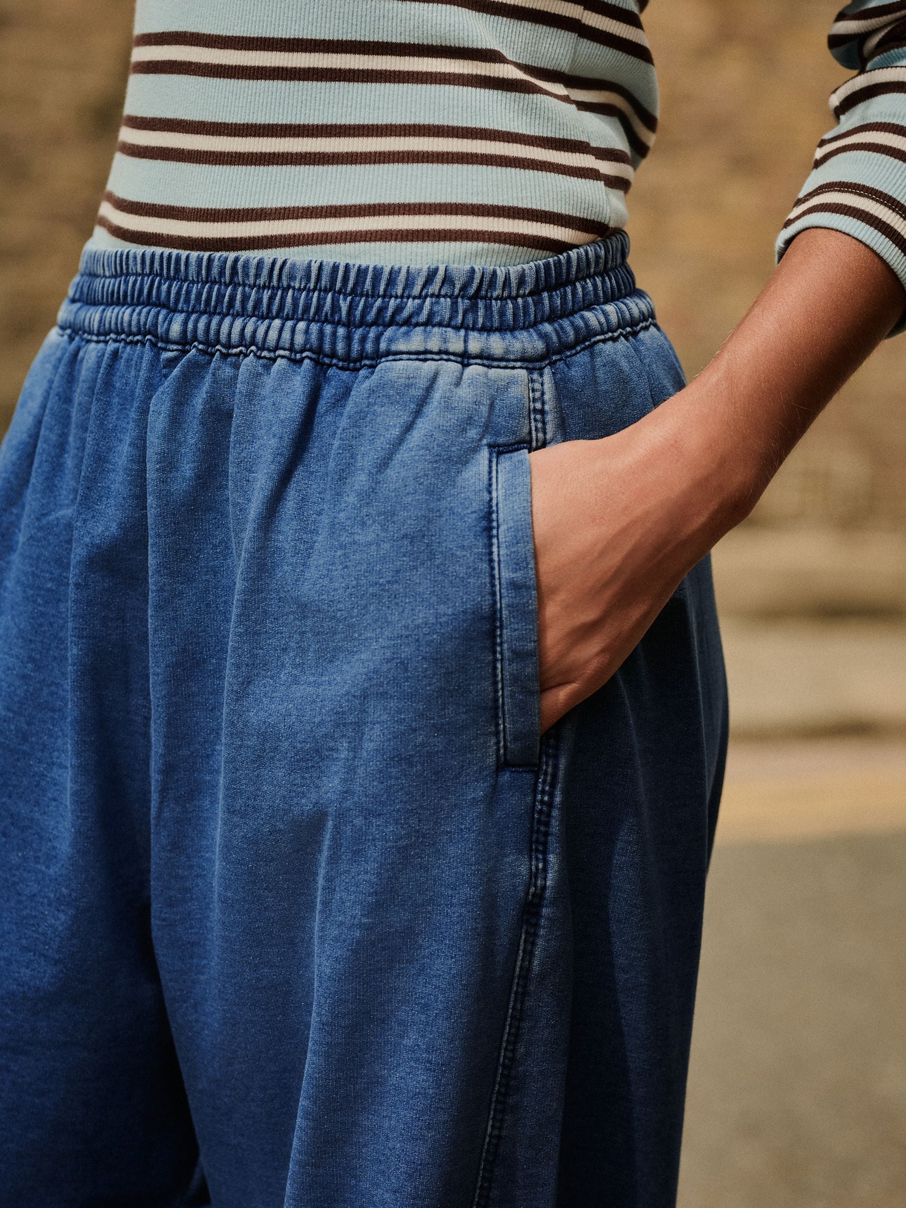 Normaal blauw - Denim Jersey Broeken met Barrel jeans