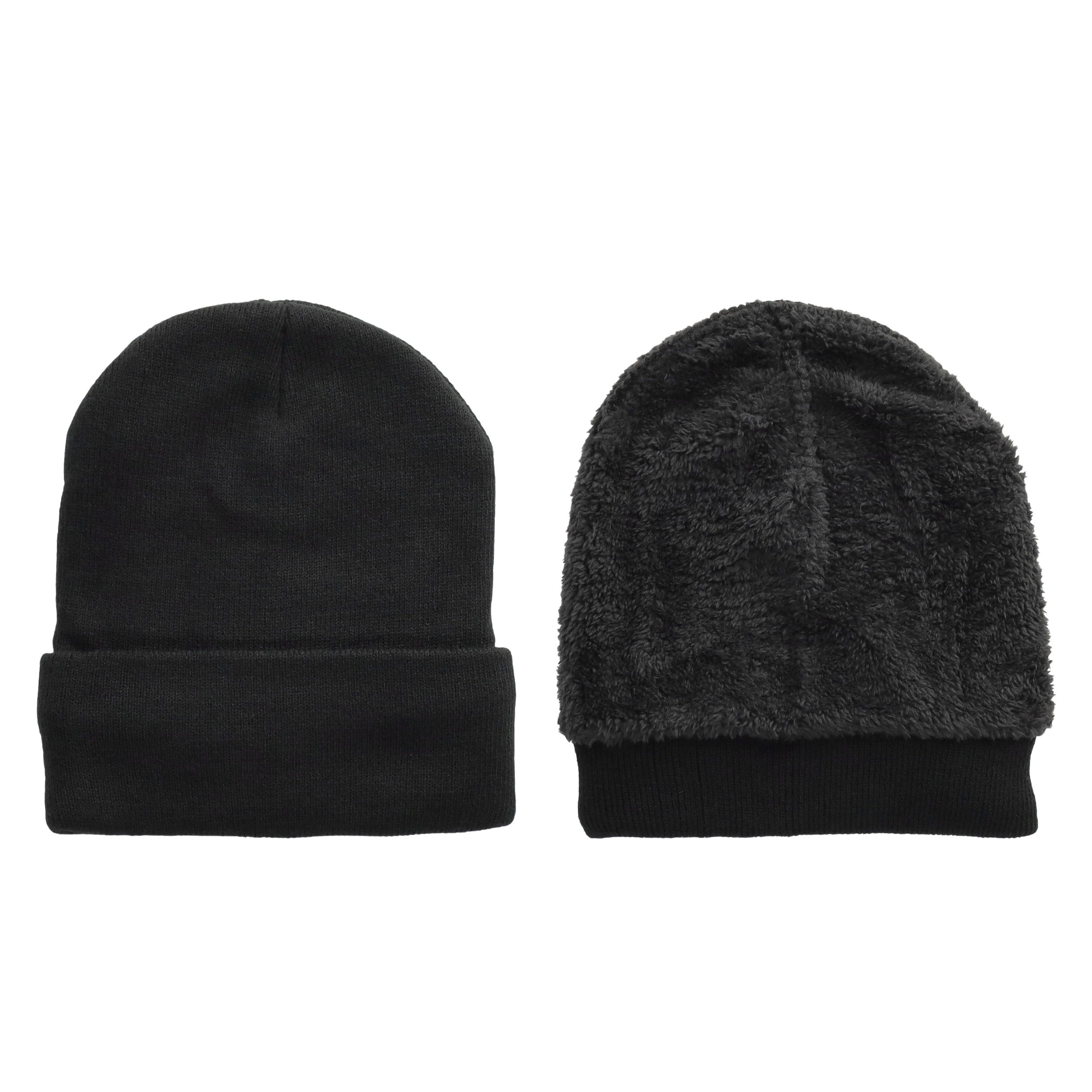 (3-tlg. Set) Unisex Winter Schlauch Schal / Mütze / Touchscreen Handschuhe (OneSize) - Schwarz